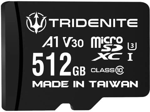 TRIDENITE 512GB Micro SD Card, MicroSDXC Memory for Nintendo-Switch, GoPro, Drone, Smartphone, Tablet, 4K Ultra HD, A1 UHS-I U3 V30 C10, Up to 95MB/s Read, with SD Adapter