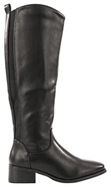 Stivali Donna Alti Con Tacco Basso Stivale In Ecopelle (Nero, numeric_37)