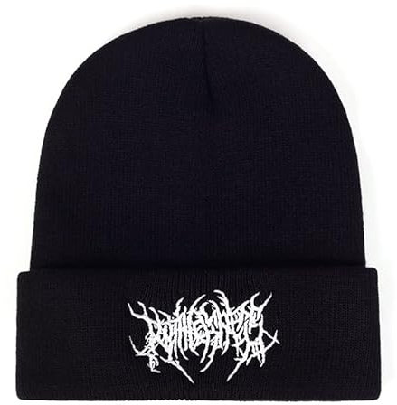 Gothic Beanie Mützen für Damen Herren Grunge Emo Zubehör Harajuku Y2k Punk Streetwear Winter Warm Hat Gestrickte Weiche Mütze, Schwarz, Einheitsgröße