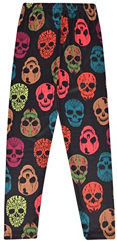 A2Z 4 Kids Halloween Spider Web Skull Leggings Girls Ages 3-13 | Stretch Costume Bottoms Soft Party Trick Treat School Event Wear