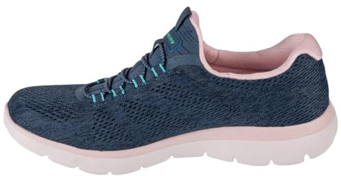 Skechers Summits Fun Flare Damen Sneaker, Navy Mesh Pink Turquoise Trim, 37 EU