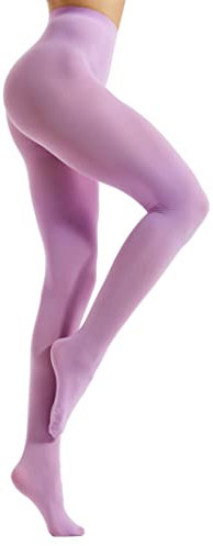 Frola Dames Collants Semi-opaques Lisses Pantalon Collant à Pieds Microfibre Souple Contour Collants de Femmes 80 DEN(XXL-3XL,Pourpre clair)