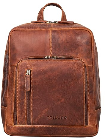 STILORD Walker Leder Rucksack Daypack Klein Robust und Elegant 10.1 Zoll Tablethülle Vintage Backpack aus Echtem Leder Farbe:Zamora - braun