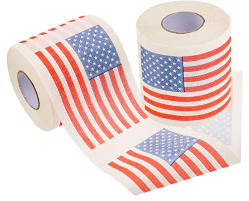 TOPBATHY 2 Rollen Rollenpapier Mit Amerikanischer Flagge Amerikanische Flagge Für Cocktailserviette Usa-Flaggen Badezimmer Neuheit Weihnachten Toilettenpapier Lustiges