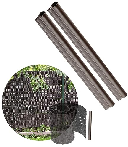 KADAX 2er Set Klemmschienen für Sichtschutzstreifen, Befestigungsclips aus Kunststoff, Klemmstreifen, Clips für Zaunfolie, Endclips (Set, Dunkelbraun)