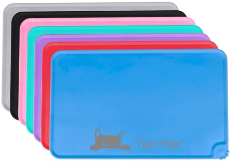 Napfunterlage Hund Katzen, OXYEFEI Personalisiert Hundematte Silikon mit Name&Muster Wasserdicht Cleany Hundenapf Unterlage Vermeiden Auslaufen für Katzennapf Futternapf Wassernapf