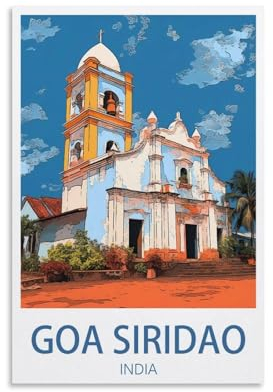 PuPLuM Vintage-Reiseposter India Goa Siridao, 40 x 60 cm, Leinwand-Kunst-Poster für Wohnzimmer, Dekoration, Gemälde für Heimdekoration