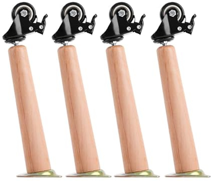 Lot de 4 Pieds de Canapé Bois Massif,Pieds de Meuble Bois Incliné Pieds de Canapé Bois pour Lit Armoire Tables et Chaises,avec roulettes (35CM,Inclined)