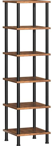 Homedawn Eckregal, Eck-Bücherregal, industrielles 6-stöckiges quadratisches Regal, Wand-Eck-Bücherregal, hohes Regal, Pflanzenständer für kleine Räume, Wohnzimmer, Heimbüro, Küche