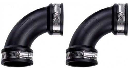 AquaForte PVC Elastomer, Flexibler Bogen, 90 Grad, Ø 50 mm (Klemmbereich 50-44 mm), enorm flexibel! (Packung mit 2)