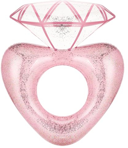 MoKo Aufblasbarer Schwimmring, Diamantring Glitzer Schwimmreifen Wasserspielring Groß Luftmatratze Pool Spielzeug Wasserspielzeug für Sandstrand Schwimmbad Draußen Erwachsene, 129 cm x 108 cm x 20 cm