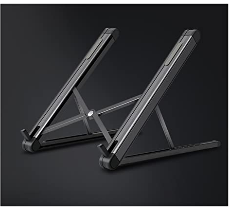 ALcorY JP-2 Einfach zusammenklappbarer Aluminium-Laptop-Halter for 11–15,6 Zoll, ultraleichter Desktop-Notebook-Ständer, tragbare Laptop-Unterstützung (Color : Black)