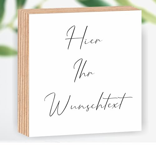 Manschin-Laserdesign Premium Holzbild personalisiert mit Wunschtext in 15x15cm zum Hinstellen/Aufhängen, echter Fotodirektdruck mit Spruch auf beschichtetes Birkenholz