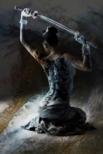 HMDKHI Japanische Bushido Poster Bilder, Ninjas Samurai Figuren Malerei, Mount Fuji Poster, Ohne Rahmen (JP-11,1Pcs-60x90cm)