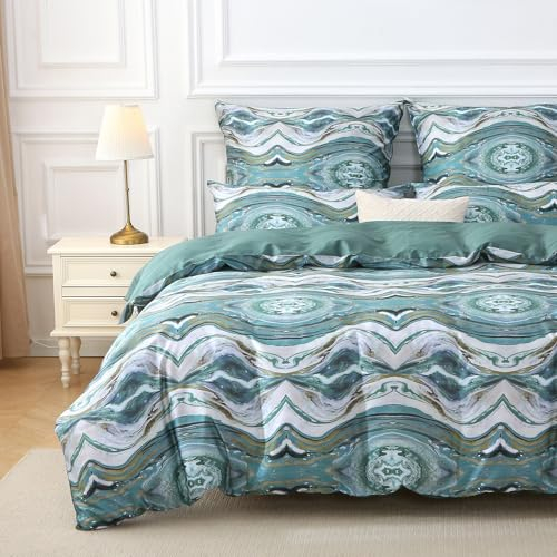 MILDLY Satin Bettwäsche 135x200 Baumwolle, Grün kühlende Bettwäsche-Sets mit Reißverschluss öKotex Zertifiziert Trevor