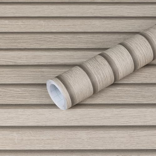 Fantasnight Tapete Holzoptik Grau, Holzpaneele Wand Selbstklebende Akustikpaneele 40cm x 300cm, Klebefolie Möbel Möbelfolie Matt Folie für Möbel, Wasserdicht Tapeten für Wohnzimmer