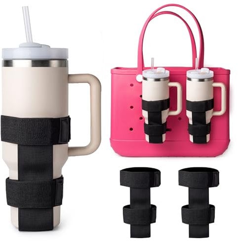 Bogg Bag Cup Holder for Stanley & Yeti, Large Tumber Holder Straps Compatible with Bogg Bag, Adjustable Cup Holder Attachment Bogg Bag Accessories Keep Cup in Place (1)