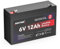 NASTIMA 6V 12Ah 72Wh LiFePO4 Rechargeable Battery With BMS Protection and 4000 Deep Cycle, Suitable for Emergency Power Lighting, Surveillance Cameras, Children's Toy Cars, Motor Boats, Camping, Solar