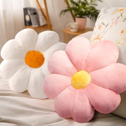 Afenau 2 Pcs 40cm Daisy Floor Pillow, Soft PP Cotton Fill, 3D Daisy Shape for Kids & Home