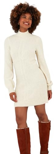 Joe Browns Women's Classic Cable Knit Funnel Neck Jumper Dress, Regular, Cream, UK 12