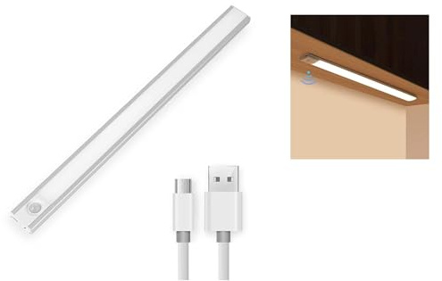 Mr.Gadget's Solutions LED Motion Sensor Closet Light with USB Rechargeable Battery, 3 Color Temperature Options, Dimmable Under Cabinet Lighting, Light for Kitchen, Wardrobe, Stairs (40cm)