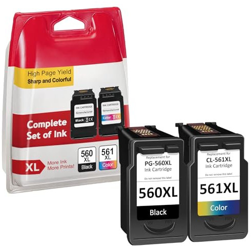 560 561 Patronen XL, Kompatibel für Canon Druckerpatronen 560 561 Original, PG-560/CL-561 XL Value Pack 2 Tintenpatronen (Schwarz Farbe XL) for Pixma TS5350 TS7450 TS7451 TS5350a TS5351 TS5352 TS5353