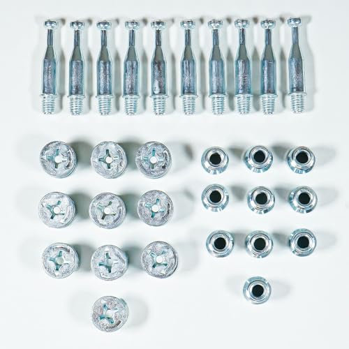 Set 20 pezzi 10 eccentrico e tirante per mobiletti giunzione foro 10 con bussola da M6 x 13 con trattamento di protezione superficiale diametro 15 interasse da 34 impronta a croce PZ/PH2 (kit178)