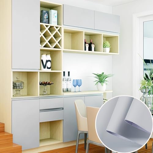 Thickened Closet Stickers Color Change Self-adhesive Wallpaper Kitchen Cabinet Doors Cabinets Cabinets Waterproof Furniture Renovation Film For Doors, Floor Repair, Furniture Home Decor(Light grey,80c
