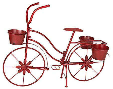 XNXYSMKJ 36,61 Zoll L Metall-Fahrrad-Pflanzenständer, handbemalt, stehend, Pflanzgefäß, Blumenhalter, für drinnen und draußen, Hausgarten