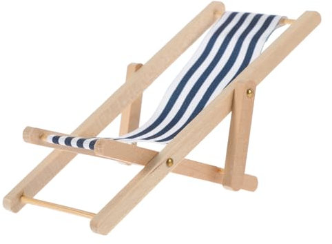 KOMBIUDA Miniatur Faltbare Strandliege Für Puppenhäuser Maßstab Gestreift Für Mikrolandschaften Und Fotodekoration Leicht Und Kompakt