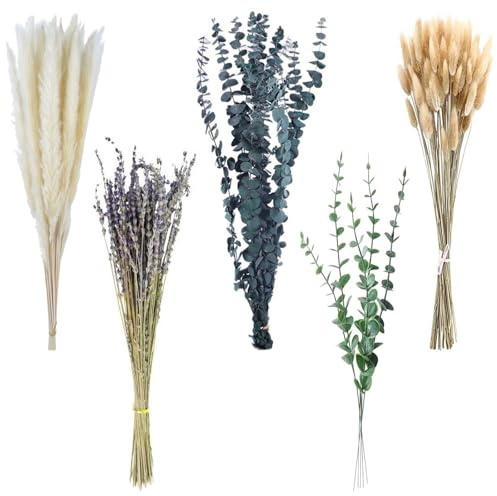 100 Bündel Trockenblumenstrauß,Natürliche Getrocknete Blumen Getrocknete | Pampasgras-Dekoration Boho-Tischdeko Schilfgrasstrauß Bunny-Tails-Trockenblumen für Hochzeit Boho Blumendeko zu Hause