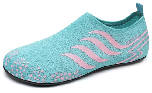 IceUnicorn Badeschuhe Damen Strandschuhe Herren Barfuss Socken Schwimmschuhe Aquaschuhe Wasser leich(655RosaBlau,36/37EU)