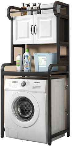 Genérico Organizador de 3 Niveles para Ropa Sucia con Armario para el hogar, Ideal para Lavadora y Secadora, Multifuncional, para Colocar sobre la Lavadora (Negro)