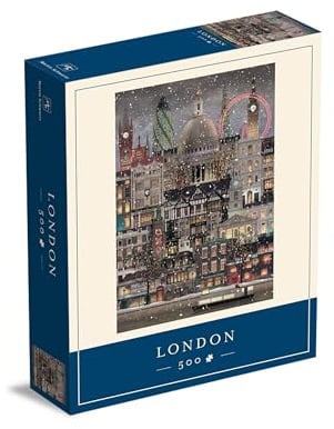 Martin Schwartz ApS London Stadt Puzzle 500 Teile für Erwachsene – Mit künstlerischem Stadtmotiv und Poster, 33 x 47 cm, Karton