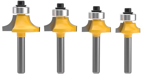 APIELE 4 Stück Rundfräser Abrundungsfräser Standardfräser Set 6 mm Schaft für Holzbearbeitung Fräsen Werkzeug Hartmetallfräser