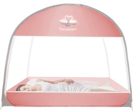 DAWCBVJQ Moustiquaire de 1,5 m pour lit, baldaquin, baldaquin, lit pop-up, tente de lit, moustiquaire facile à installer, sac de transport, pas de produits chimiques