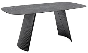 Robas Lund TOBELO Wangentisch, 180x90x76 cm, Anthrazit Marmoriert, 74,9 kg, Keramik-Tischplatte, Metallgestell, Feuchtes Tuch, Esszimmer/Küche/Wohnzimmer, Made in China