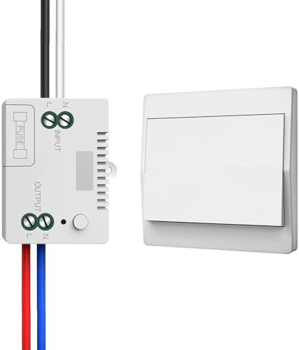 EU Interrupteur Sans Fil Sans Piles kit 230 V Interupteur Sans Fil Autoalimente Commutateur RF sans fil Contrôlez votre lampe jusqu'à 200 mètres (EU Kit 1 récepteurs + 1 interrupteurs)