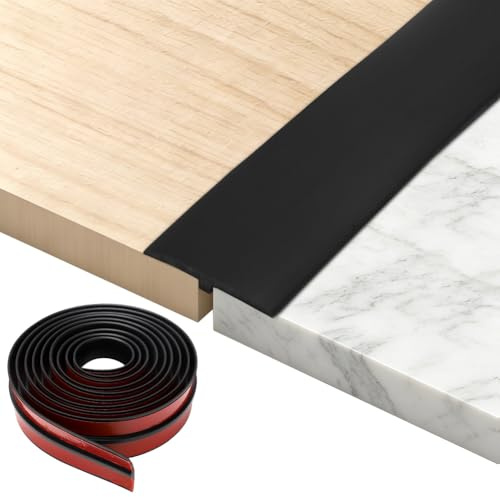 Bande de transition en PVC, autocollantes, séparateur de sol stratifié, pour relier les espaces au sol, seuil de moquette, carrelage (noir, 2 m)