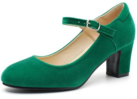 Women's Mary Jane Shoes Low Block Heel Round Toe Dress Office Work Church Pumps