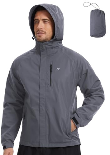 Huayuzh Regenjacke Herren Wasserdicht Atmungsaktiv Leichte Windbreaker Dünne Regenmantel Packbare Fahrrad Camping Wandern