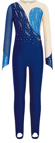 Monduelle Kinder Turnanzug Mädchen Glitzer Gymnastikanzug Strass Glänzend Langarm Ballettanzug Gymnastik Leotard Wettbewerb Tanzkostüm