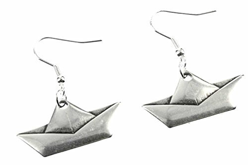 Miniblings Papierschiff Segelschiff Origami Ohrringe - Handmade Modeschmuck I Boot Schiff Segeln gefaltet silber - Ohrhänger Ohrschmuck versilbert