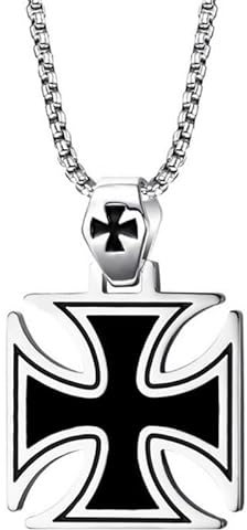 BOBIJOO JEWELRY - Pendentif Homme Croix Pattée Noire Acier inoxydable 316l Templier Malte Biker Triker Chaîne