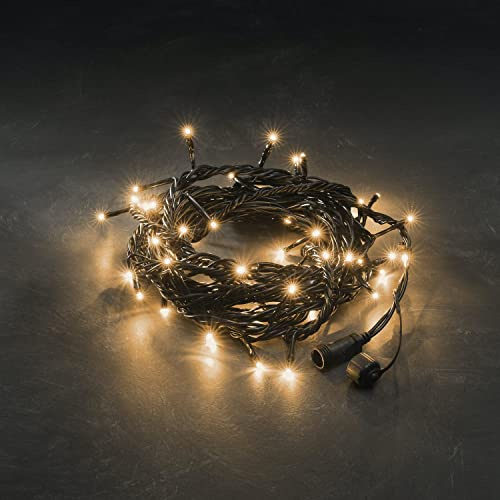 Konstsmide LED System Erweiterung, Lichterkette, 50 bernsteinfarbene Dioden, Außen (IP44), schwarzes Soft-Kabel - 4850-807