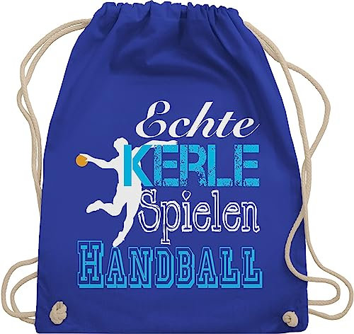 Shirtracer Turnbeutel Rucksack - WM 2023 Trikot Ersatz - Echte Kerle Spielen Handball weiß - Unisize - Royalblau - beachhandball turn beutel handballer geschenk stoffbeutel baumwolle sport rucksäcke
