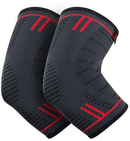 Kuangmi Ellenbogenbandage für Sport, Tennis, Golfellbogen, Schmerzlinderung, Arthritis, Verletzungen Recovery Blue (Paar) Large