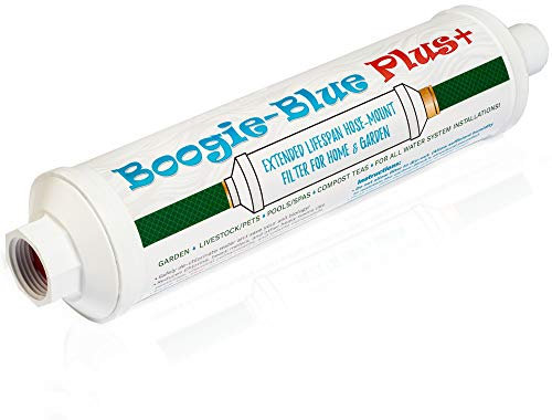Boogie Blue Plus Garden Hose Water Filter for RV and Outdoor use - Removes Chlorine, Chloramines, VOCs, Pesticides/Herbicides Boogie Blue Plus High Capacity Filter - The Organic Gardener's Choice