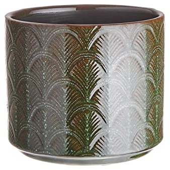 BUTLERS Blumentopf Ø 10cm Steingut -Leaves- Pflanzentopf für innen und außen | Übertopf zur Dekoration von Balkon, Küche, Fensterbank, Pflanzregal, Wohnzimmer