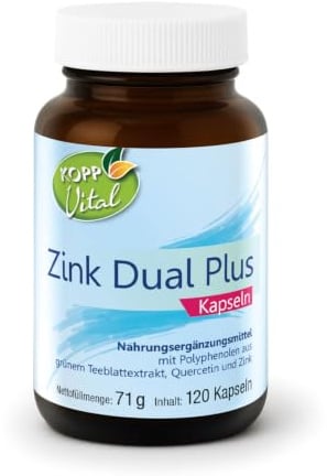 KOPP Vital® Zink Dual Plus, 25 mg, 120 Kapseln mit Grüntee & Querceti